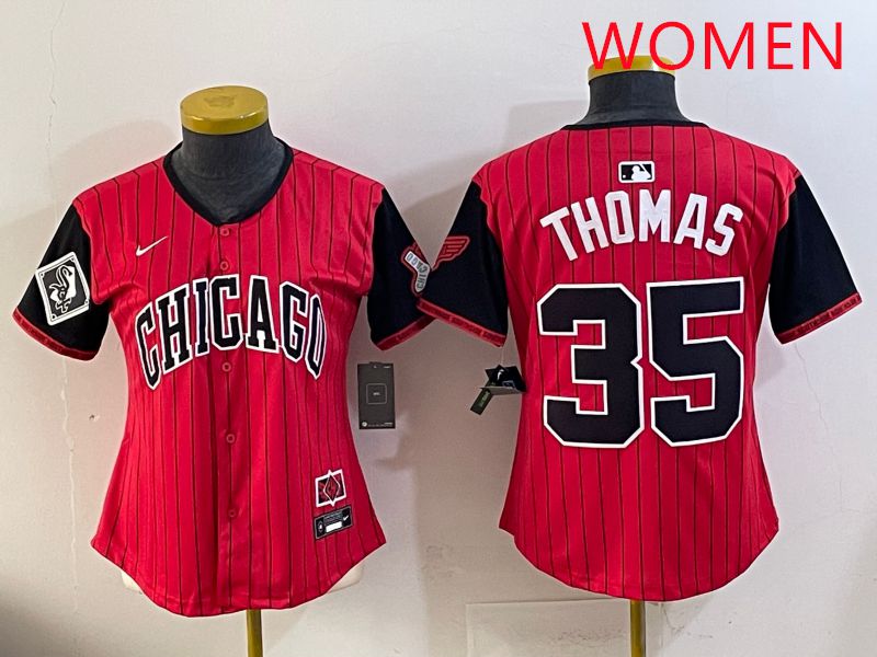 Women 2025 Chicago White Sox #35 Thomas Red Joint Name Nike MLB Jersey style 13
